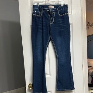 Red Bottoms Dark Indigo Flare Jeans